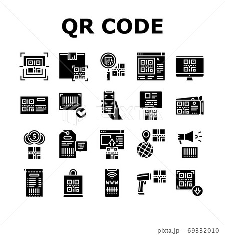Qr Code Identification Collection Icons Set Vector 69332010