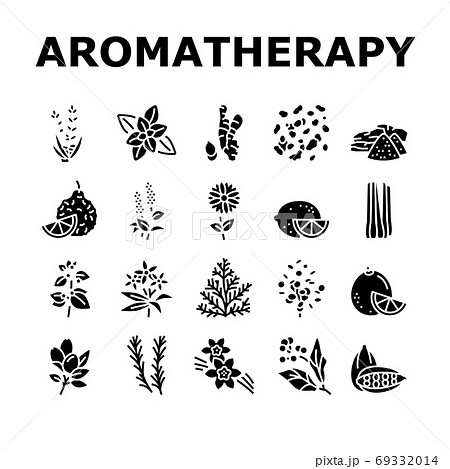 Aromatherapy Herbs Collection Icons Set Vector Illustration 69332014