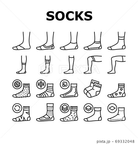 Socks Fabric Accessory Collection Icons Set Vector 69332048