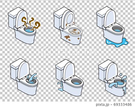 洋式トイレのトラブルのイラストセット 69333486