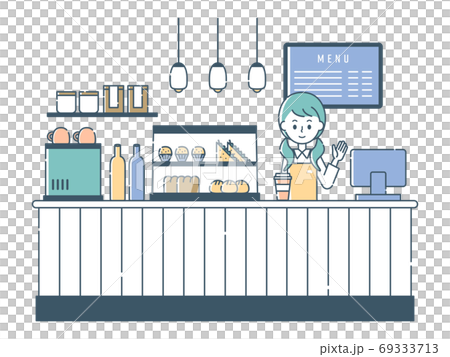Female staff serving customers at the cafe 69333713