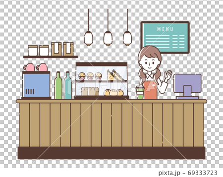 Female staff serving customers at the cafe Female staff serving customers at the cafe 69333723