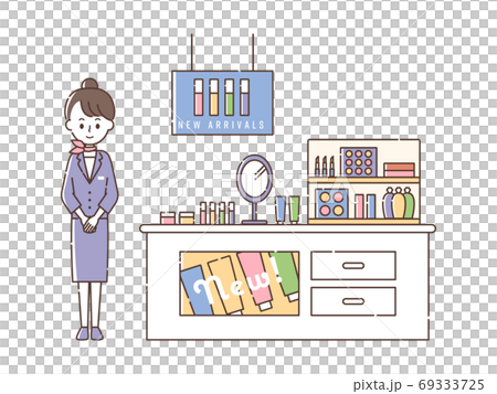 Female Staff Serving Customers At A Cosmetics Shop Stock Illustration