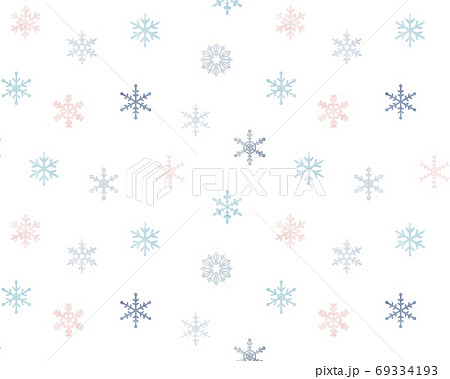 水彩風の雪の結晶の背景 パターン かわいい パステルカラー 冬 クリスマス テクスチャのイラスト素材 69334193 Pixta