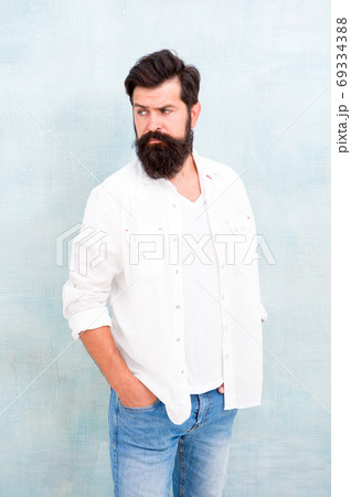 his style. Male temper brutality. bearded man radiate  69334388