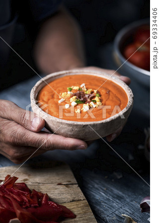 spanish porra antequerana, a cold tomato soup spanish porra antequerana, a cold tomato soup 69334406