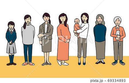 さまざまな世代・ライフステージの女性 さまざまな世代・ライフステージの女性 69334893