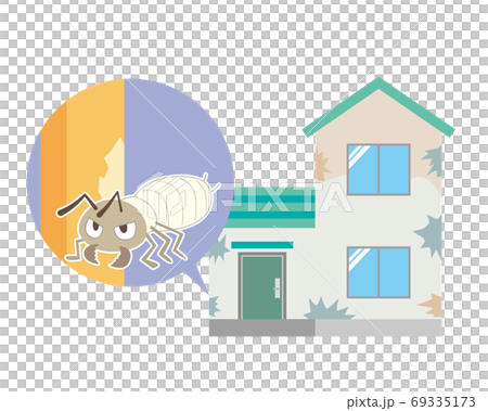 シロアリ被害を受ける住宅 69335173
