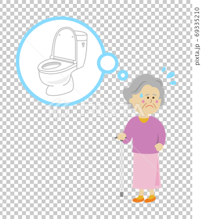 Illustration image of an elderly person looking for a public toilet 69335210