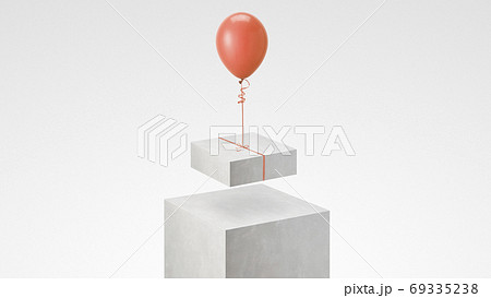 レアリスム--浮遊する立方体にくくりつけられた風船 69335238