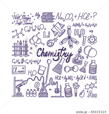 Chemistry Banner With Lettering Hand Drawn Stock Illustration