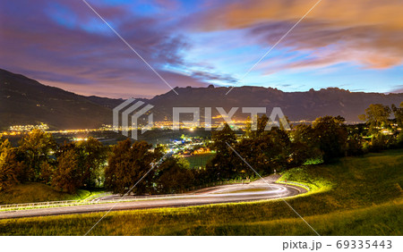 Curvy road towards Vaduz in Liechtenstein Curvy road towards Vaduz in Liechtenstein 69335443