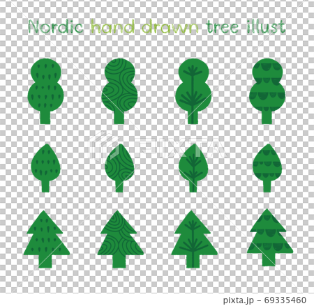 Scandinavian hand drawn tree illustration material Scandinavian hand drawn tree illustration material 69335460