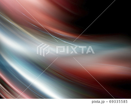 黒い背景に抽象的な光のライン　流動的なカーブ 69335585