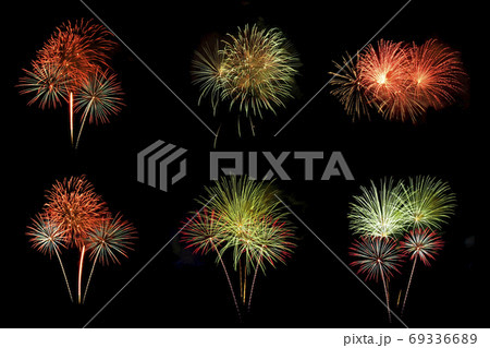 Set of colorful fireworks for decoration. Set of colorful fireworks for decoration. 69336689