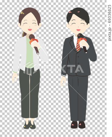 笑うリポーター　立ち姿(線無し) 69336825