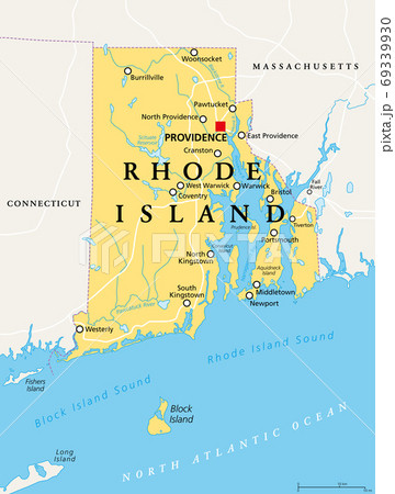 Rhode Island Political Map With The Capital Stock Illustration