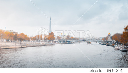 Alexandre III bridge with Eiffel Tower , France 69340164