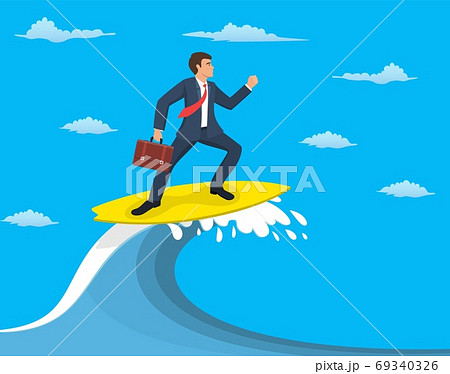 Businessman surfing on wave, Business concept 69340326