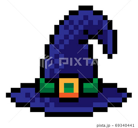 Halloween Witch Hat Game Pixel Art Icon 69340441