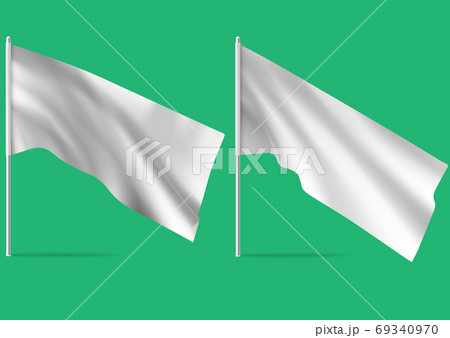 White realistic flags. Mockups of white flag. White realistic flags. Mockups of white flag. 69340970