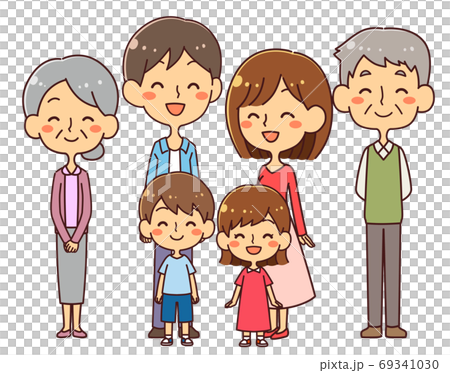 Three generation family full body illustration smile Three generation family full body illustration smile 69341030