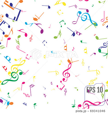 Seamless Pattern with Colorful music notes 69341046