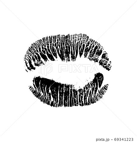 Lips track print. Stamp of mouth isolated on white background. Vector illustration. 69341223