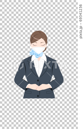 案内　謝罪　挨拶　ビジネス　スーツ　マスク　女性 69341236
