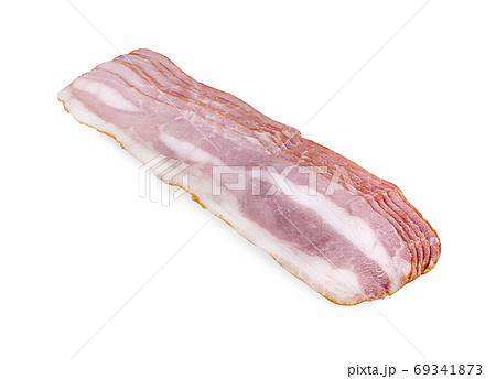 Fresh sliced bacon on white background 69341873