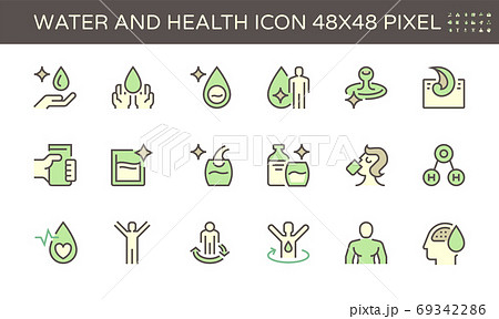 Water drinking and health vector icon set design, 48X48 pixel perfect and editable stroke. 69342286
