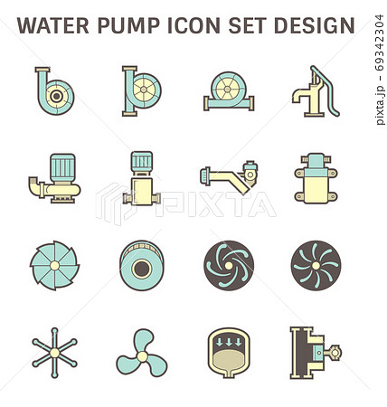 Water pump and steel blade vector icon for water distribution. 69342304