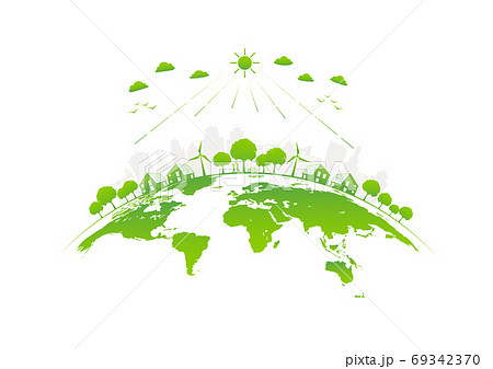Eco friendly with green city on earth, World environment day 69342370