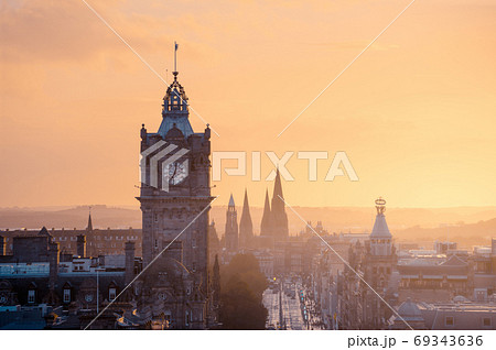 Edinburgh city skyline from Calton Hill., United Kingdom 69343636