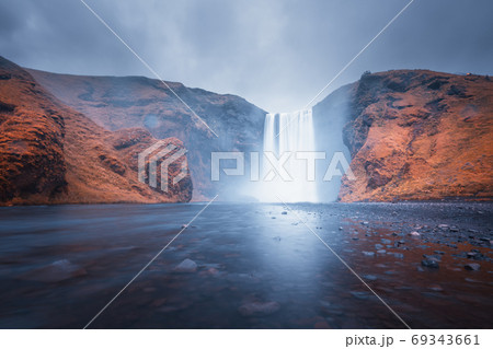 Skogafoss waterfall, autumn time, Iceland Skogafoss waterfall, autumn time, Iceland 69343661