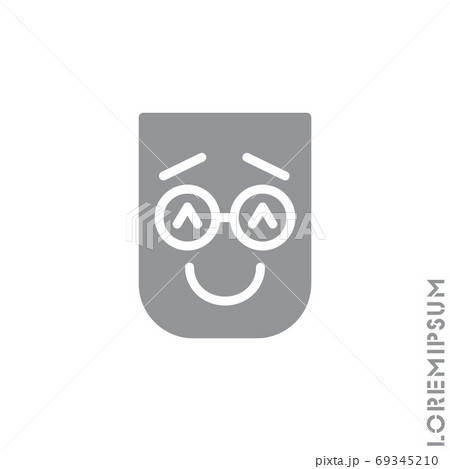 Laughing, emoticon icon. Nice smile. Funny, face vector. Humor, smile, positive symbol for web and mobile apps. Gray on white background 69345210