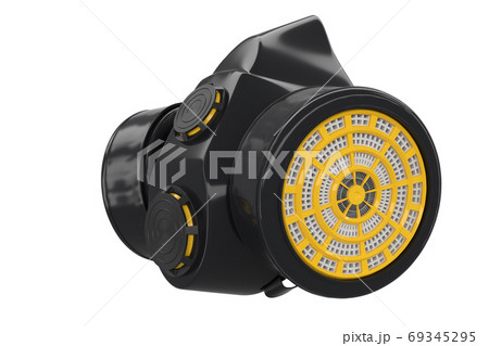 Respirator isolated on white. Moder protective clothing for industrial purposes 69345295