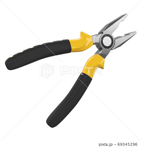 Yellow hand tool pliers for repair and installation Yellow hand tool pliers for repair and installation 69345296
