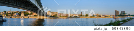 Belgrade center view from the bank of the Sava River, Serbia 69345396