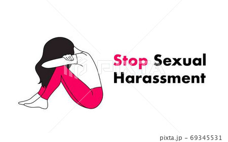 Stop Sexual Harassment vector illustration. rightened Girl suffering from aggressive behavior. Stop Sexual Harassment vector illustration. rightened Girl suffering from aggressive behavior. 69345531