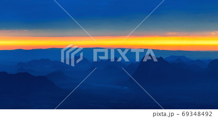 Panoramic view of morning mountain at sunrise in Phu Kradueng na Panoramic view of morning mountain at sunrise in Phu Kradueng na 69348492