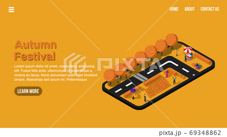 spring festival landing page with isometric autumn or fall season landscape illustration. web interface ui ux invitation spring festival landing page with isometric autumn or fall season landscape illustration. web interface ui ux invitation 69348862