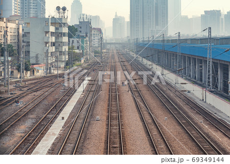 View of the railway station at evening time. Shenzhen. 69349144