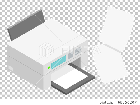 プリンターとプリント用紙のイラストのイラスト素材