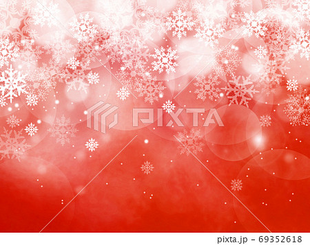 雪と結晶がキラキラ輝き降る背景イラスト 赤のイラスト素材