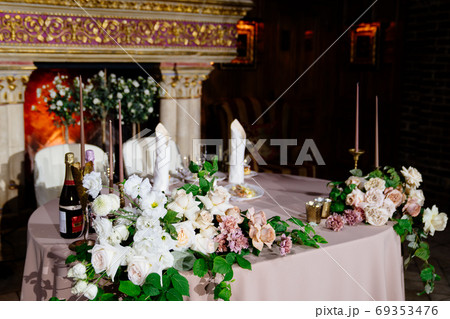 flower decoration for the festive table.  69353476
