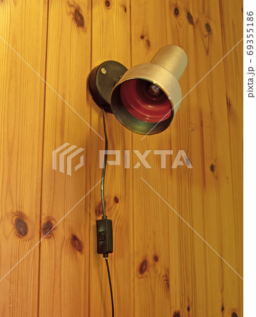Lamp night light on wooden wall Lamp night light on wooden wall 69355186