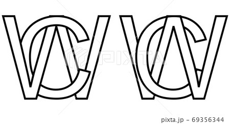 Logo sign wc cw icon sign two interlaced letters W, C vector logo wc, cw first capital letters 69356344