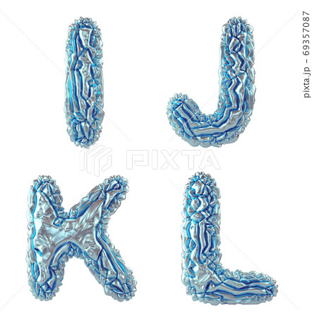 Realistic 3D letters set I, J, K, L made of crumpled foil. Collection symbols of crumpled silver foil isolated on white background. Realistic 3D letters set I, J, K, L made of crumpled foil. Collection symbols of crumpled silver foil isolated on white background. 69357087
