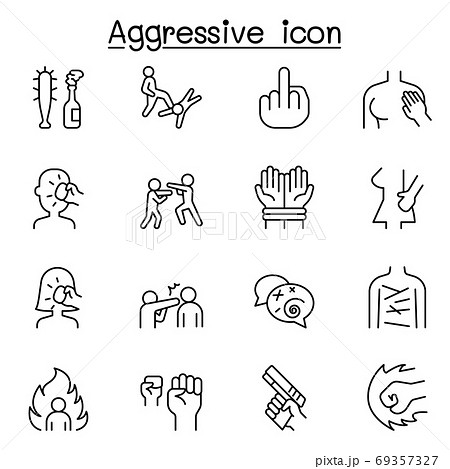 Set of Violence Related Vector Line Icons. Contains such Icons a 69357327